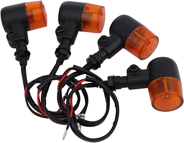 丸型 ヨーロピアン ウインカー 4個セット 35mm アルミ ステー 付 SRX400 TW225 XJ400 XJR400 SR400 ゼファー400 バリオス(ブラックxアンバー)