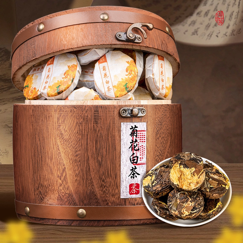 茶chrysanthemumホワイトティーネイティブ長寿眉ゴールデンシルク皇帝chrysanthemum 1つのケーキと1つの醸造ギフトボックス500g 2222222