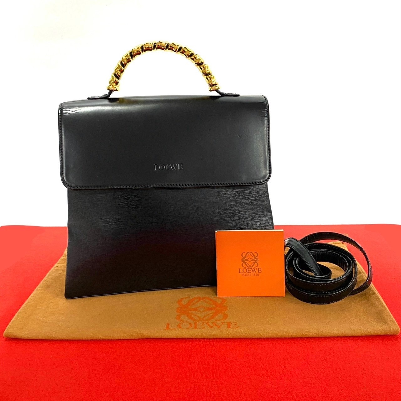 ヴィンテージ ベラスケス ツイストハンドルショルダーバッグ レザー ブラック 36398