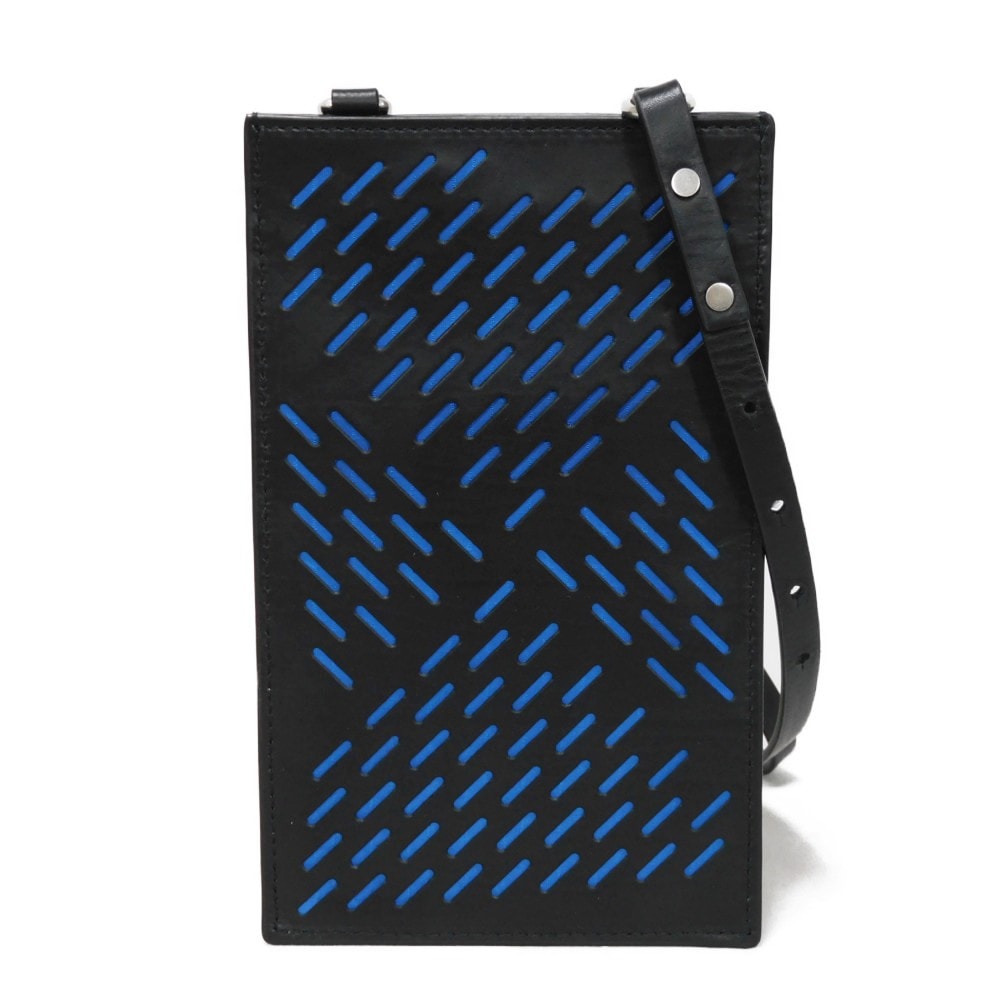 【中古】BOTTEGAVENETA ショルダーバッグ パンチング ブルー スマホ ポシェット RFID フォン ホルダー パーフォレーテッド 578205 VBOY2 1000