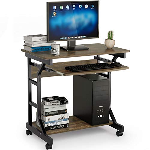 DEWEL パソコンデスク 幅80cm テレワーク用 机 pcデスクパソコンラック 収納ラック付き