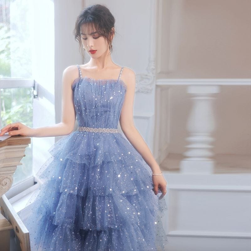 バンケットイブニングドレススカートホスト星空スリングブライドメイドドレスアートテストボーカルパフォーマンス