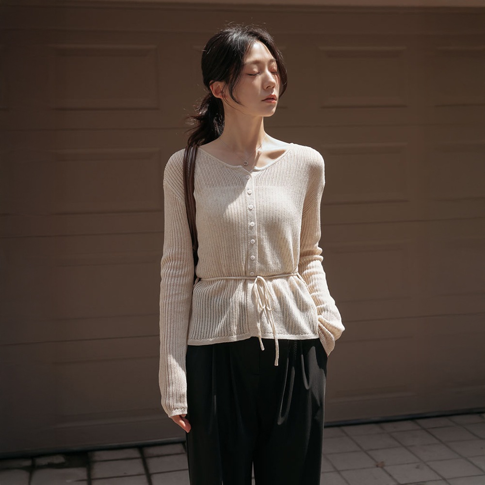 オーエンドリネンストラップセットニットカーディガン