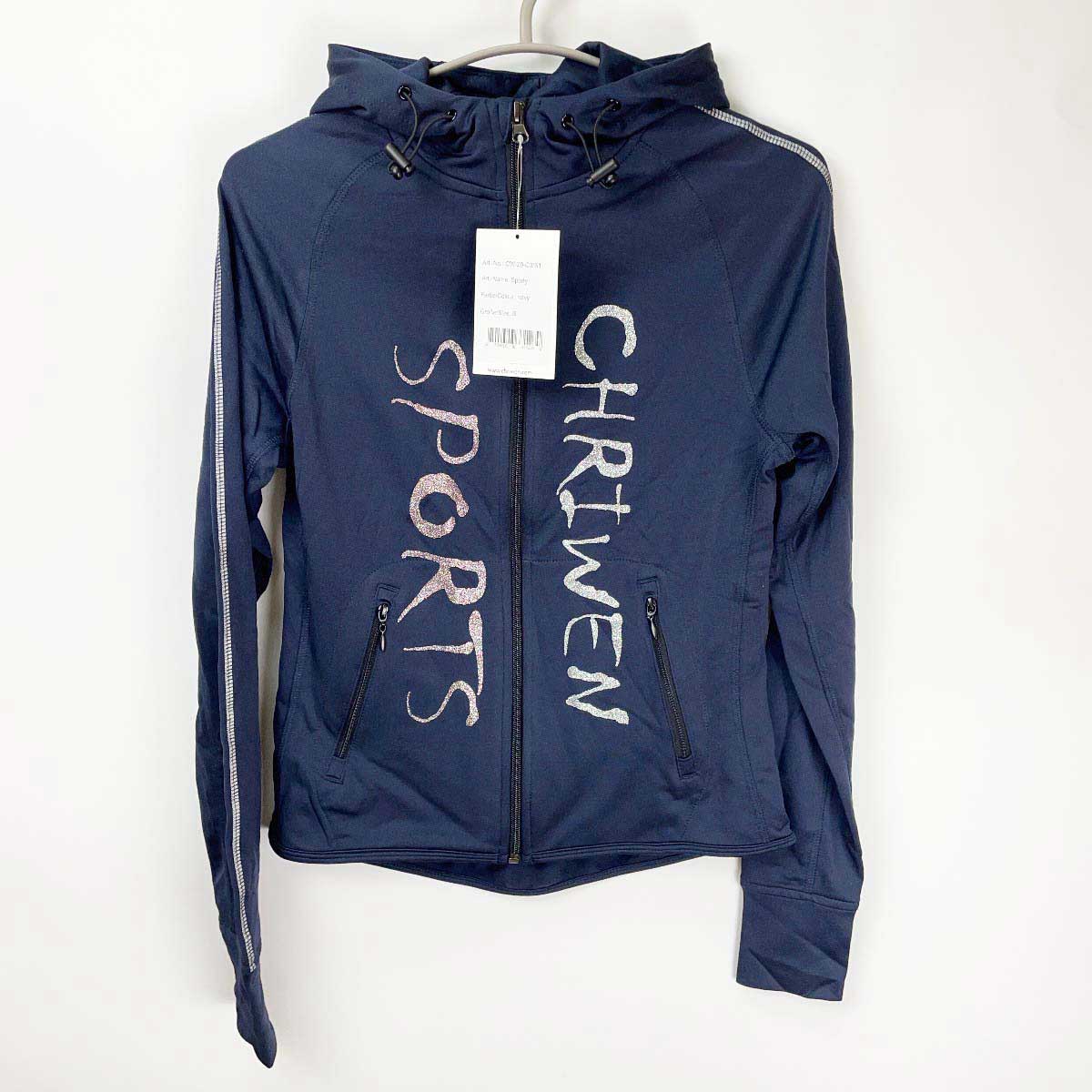 【中古・未使用品】クリューベン Chriwen Sporty ストレッチ ジップアップ 長袖 ライディング ジャケット フーディー S ネイビー CW-20-C3 レディース 乗馬 馬術