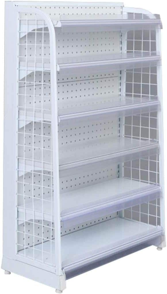 物品棚 オープンシェルフラックコンビニエンスストアスナック5/6棚 スーパーの文房具店の陳列台 多機能小型ストレージラック 各層耐荷重20kg (Color White A Size :