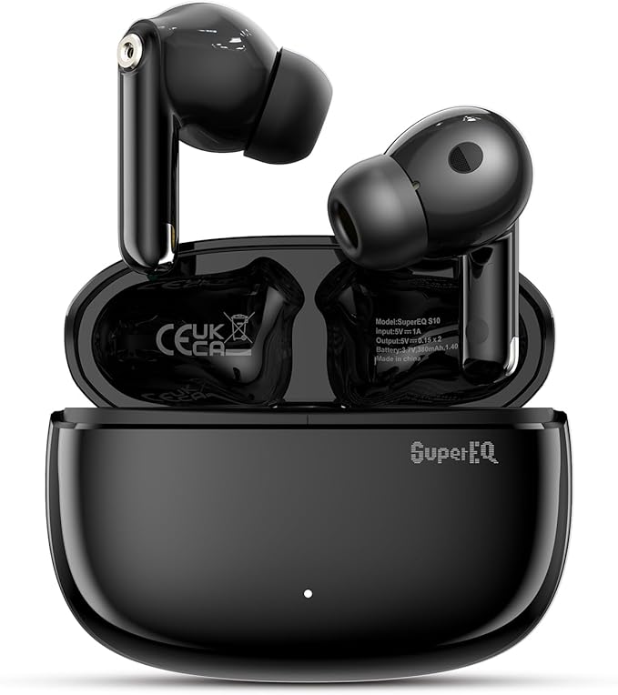 SuperEQ S10 ANC TWSイヤホン - Bluetooth 5.3搭載アクティブノイズキャンセリングゲームモード対応30時間使用IPX5防水