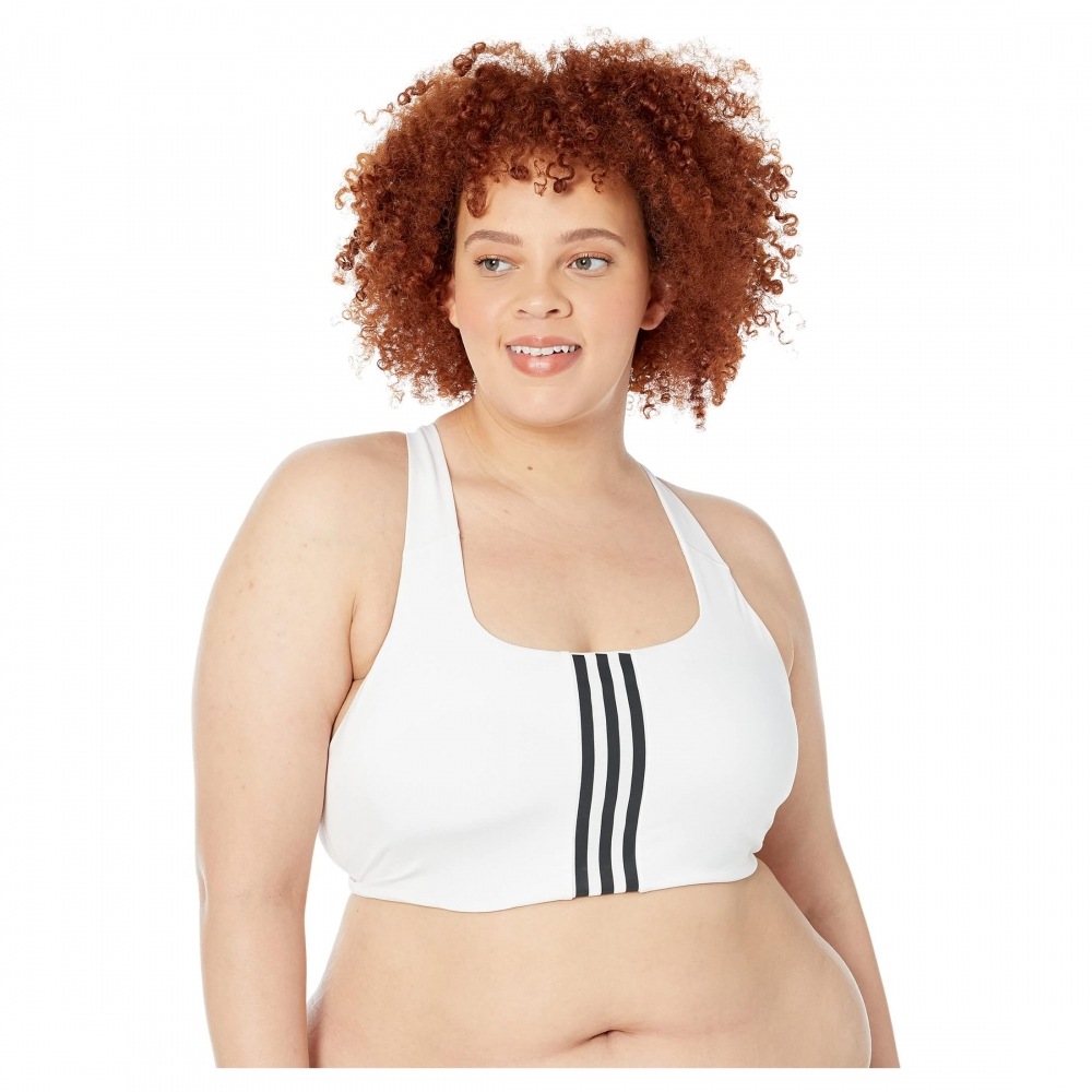 アディダスプラスサイズトレーニングミディアムサポートベタースリーストライプブラホワイト