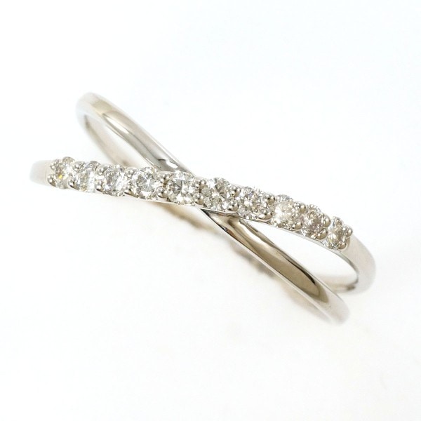 K10 10金 WG リング 指輪 13.5号 ダイヤ 0.20 ジュエリー 中古