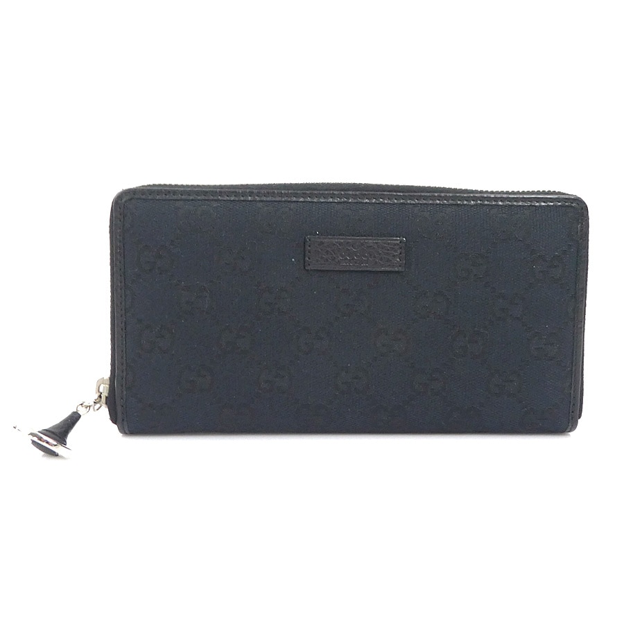 グッチ GUCCI ラウンドファスナー長財布 GGキャンバス ブラック シルバー ユニセックス 224246 e60756a