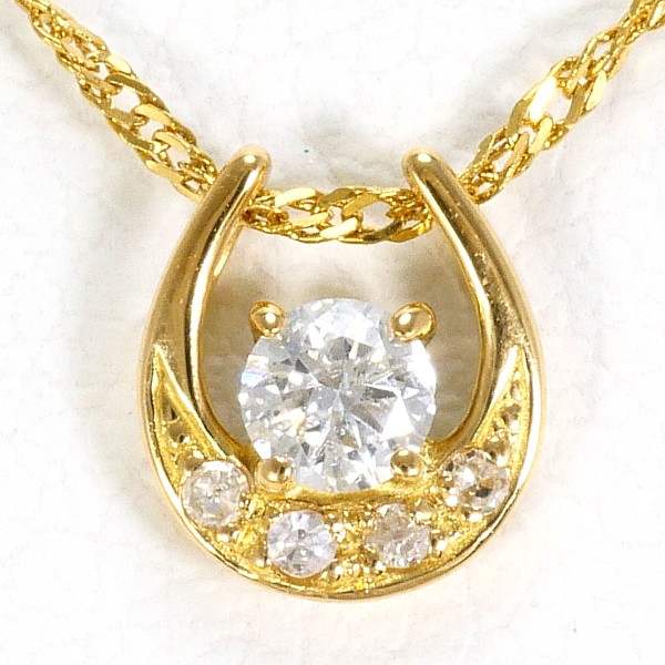 K18 18金 YG イエローゴールド ネックレス ダイヤ 0.10 約41cm ジュエリー 中古