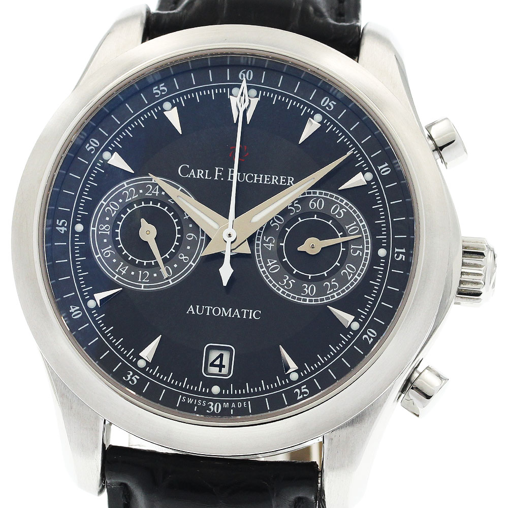 カール F.ブヘラ CARL F.BUCHERER 00.10910.08.33.01 マネロ セントラルクロノ デイト 自動巻き メンズ 保証書付き_934291【中古】