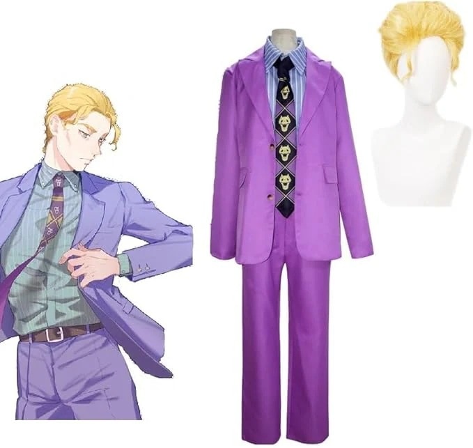 ジョジョの奇妙な冒険 吉良吉影 コスプレ衣装 コスチューム 変装 仮装 ウィッグ付き 男女兼用 人気 アニメ 周辺