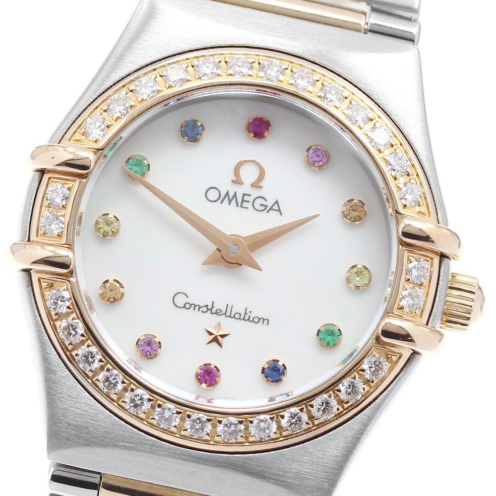 オメガ OMEGA 1367.79 コンステレーション ミニ アイリス 12P ダイヤベゼル クォーツ レディース 美品 _962104【中古】