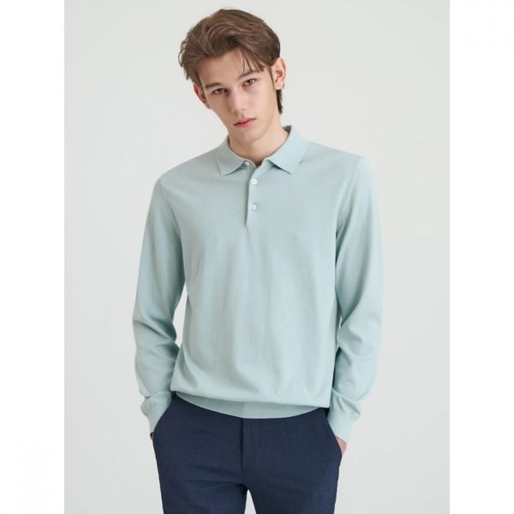 [ロガディス] レーヨンブレンドレギュラーフィットカラーネックセーターグリーン（RY5151P01M）