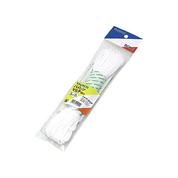 (まとめ) TRUSCO パイレンカラーロープ 3mm×10m 白 R-310PW 1巻 (×20セット)