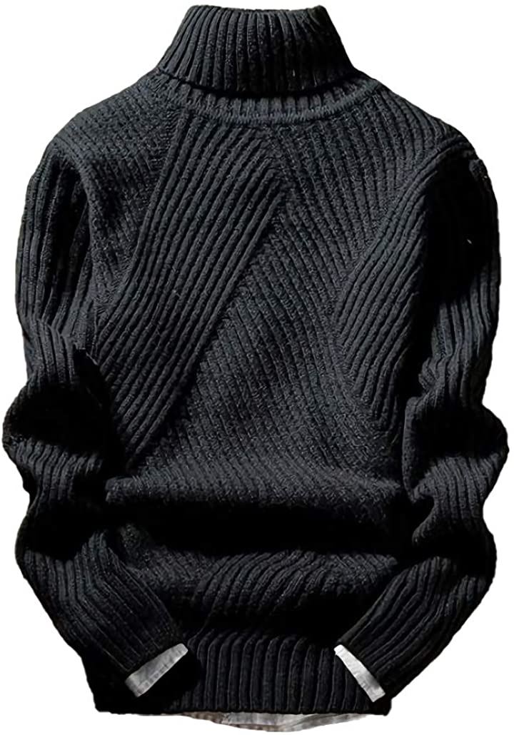ハイネック ニット セーター メンズ タートルネック トップス 長袖 ロングスリーブ 袖あり( ブラック, L)