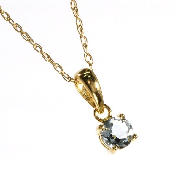 天然 アクアマリン ネックレス 定番不動の人気 K18YG0.50ct 刻印有 オリジナル製 9,000円