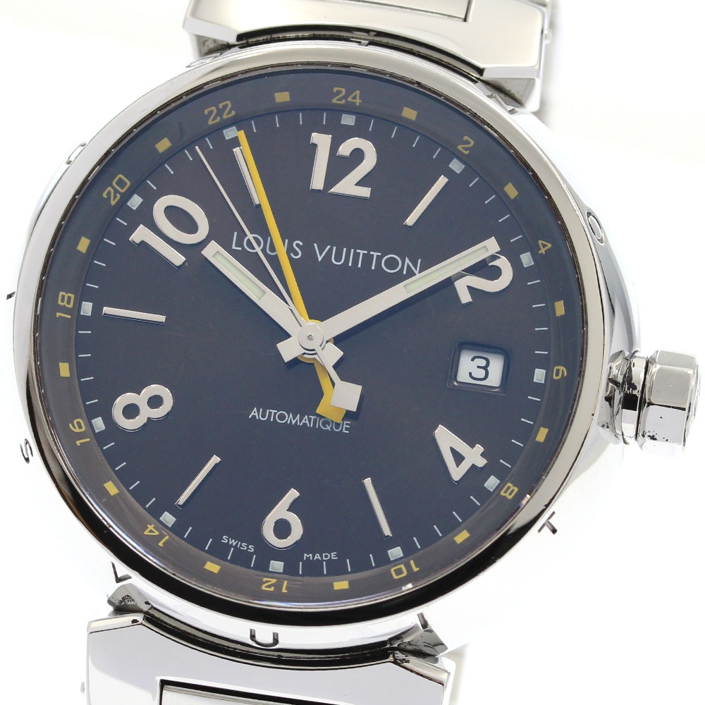 ルイ・ヴィトン LOUIS VUITTON Q1131 タンブール GMT デイト 自動巻き メンズ 良品 箱・保証書付き_921592【中古】
