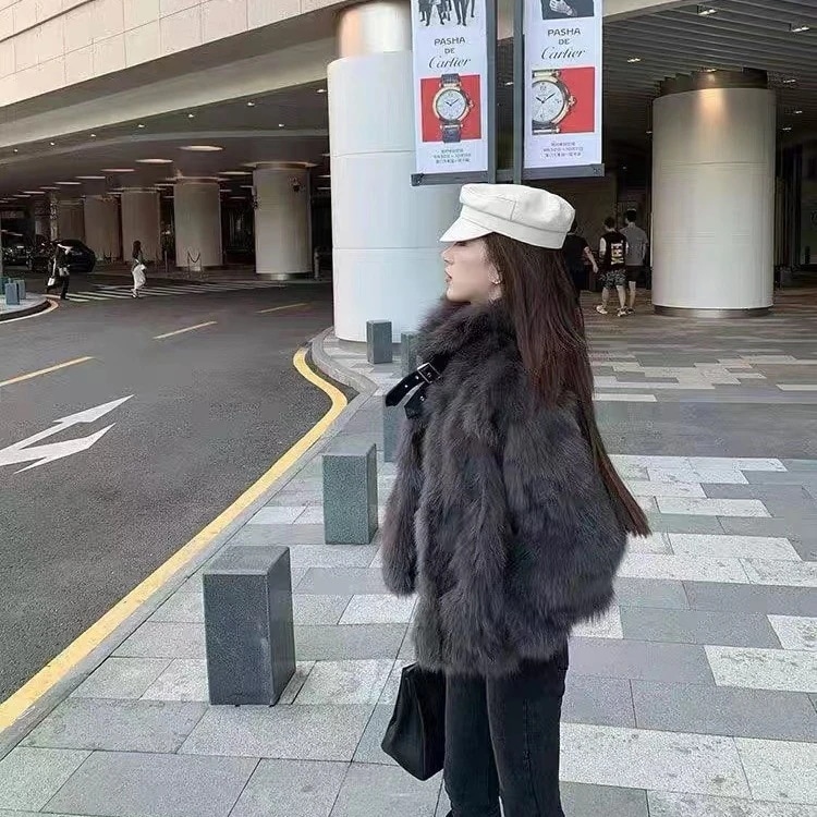 AWアウター秋冬気質オシャレ品フェイクファー付ショートジャケットコートフェックファー暖かい人ファージャケットキルティングアウター 4,790円