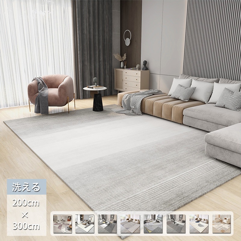 洗える ラグ 200x300 4.5畳 長方形 ラグマット おしゃれ 北欧 ラグカーペット オールシーズン 夏用 冬用 ウォッシャブル じゅうたん 高級感 シンプル ホットカーペット対応 滑り止め付