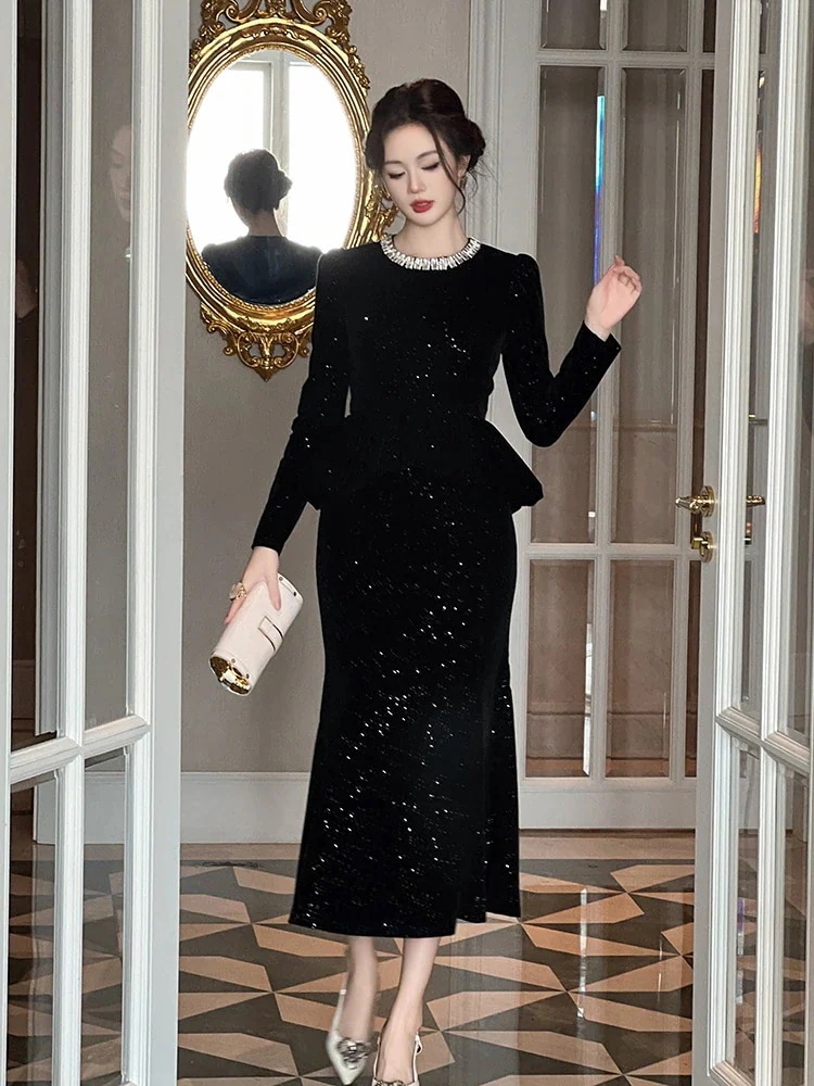 大人 ワンピース 二次会 キャバ 披露宴 ドレス フリル 同窓会 卒業式 キラキラ 結婚式 メガ割 演奏会 パーティー ウェディング 秋