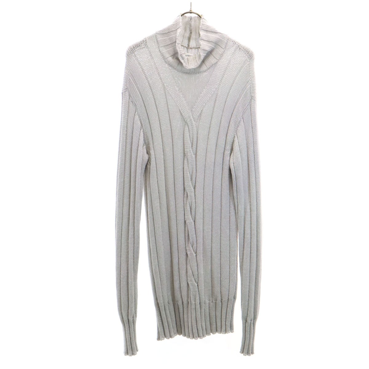 イタリア製 ウール 長袖 ハイネック セーター 50 グレー COLLEZIONI ニット メンズ 古着