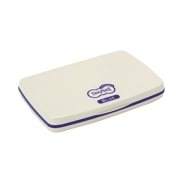 (まとめ) TANOSEE スタンプ台 中形 藍色 1個 (×10セット)