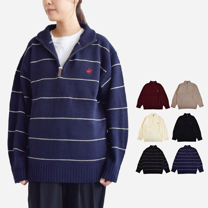 BEVERLY HILLS POLO CLUB トップス ハーフジップニット セーター メンズ レディース ユニセックス 春 秋 冬 長袖 M L XL 4422-5751