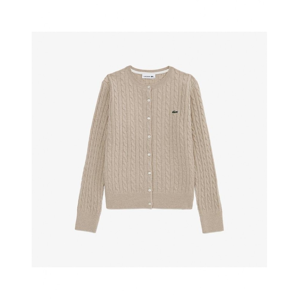 ラコステレディースケーブルクルーネックカーディガン AF092E-55N 02S