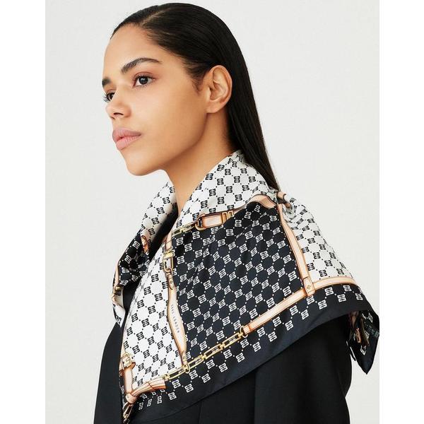 [26SS] [シルク100%]ブラック DDパターン スクエア シルクスカーフ DCSC6E021BK