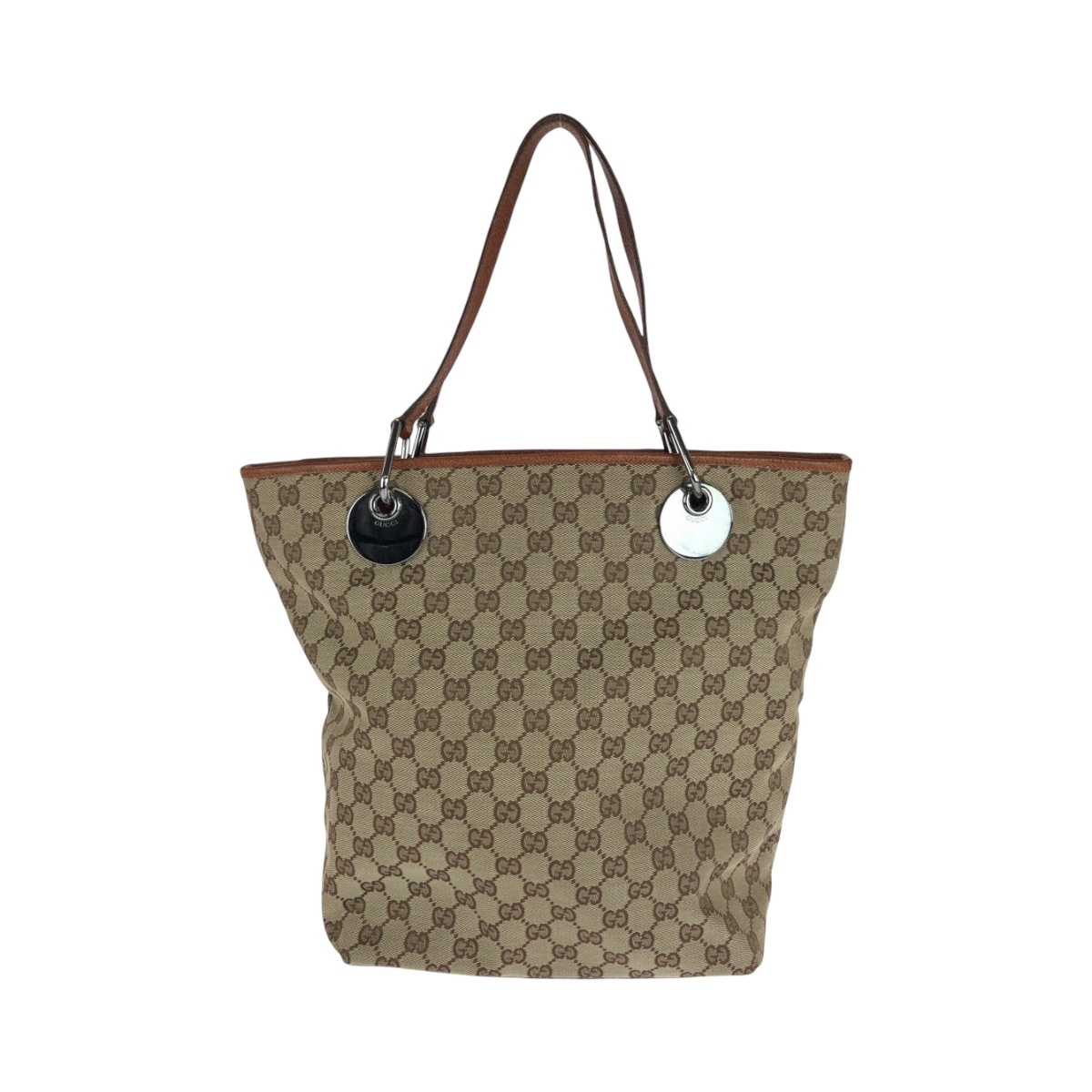 美品 ブラウン シルバー金具 GGキャンバス 120836 トートバッグ ショルダーバッグ レディース 602969