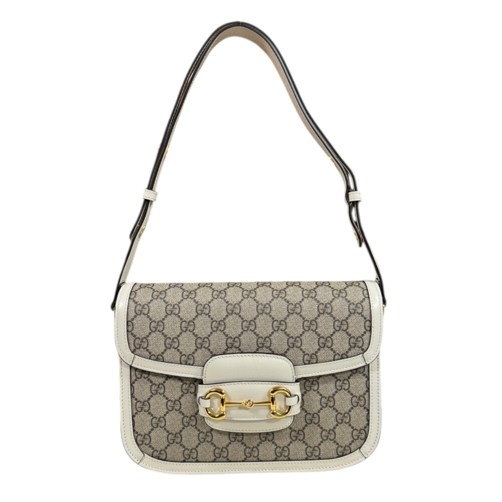 グッチ ミディアム ホースビット1955 ショルダーバッグ GGスプリームキャンバス 602204 ベージュ GUCCI 中古