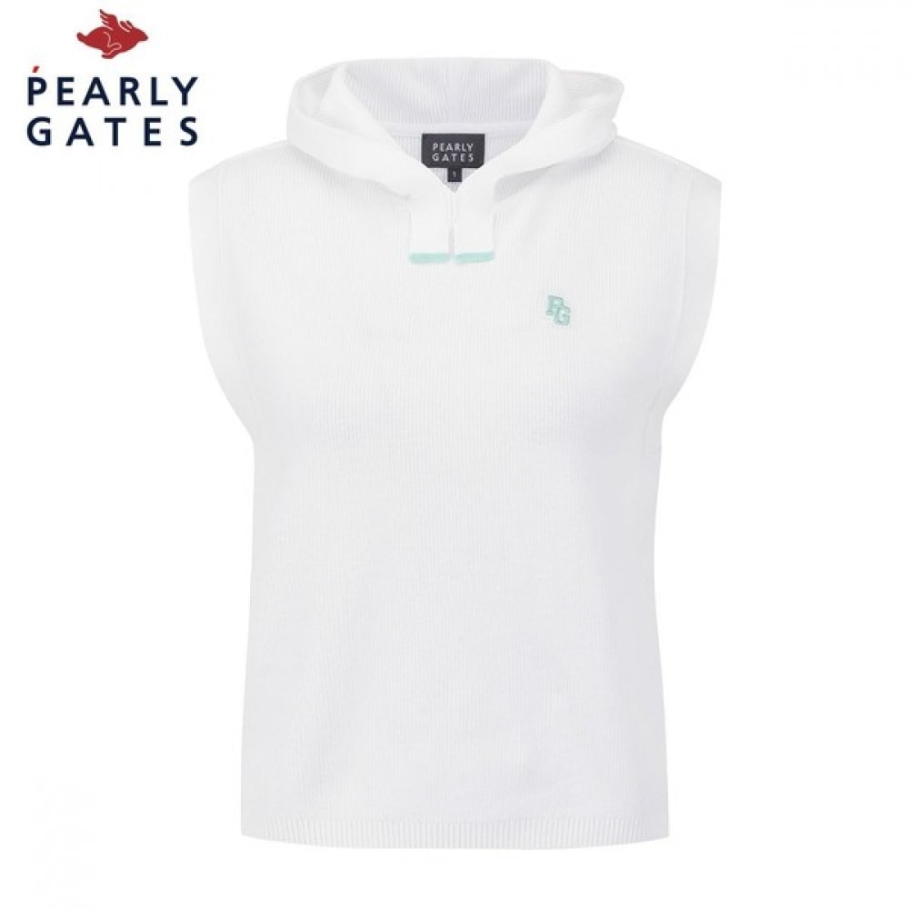 [パリゲイツ] レディーススマイルロゴパッチフード付きニットベスト