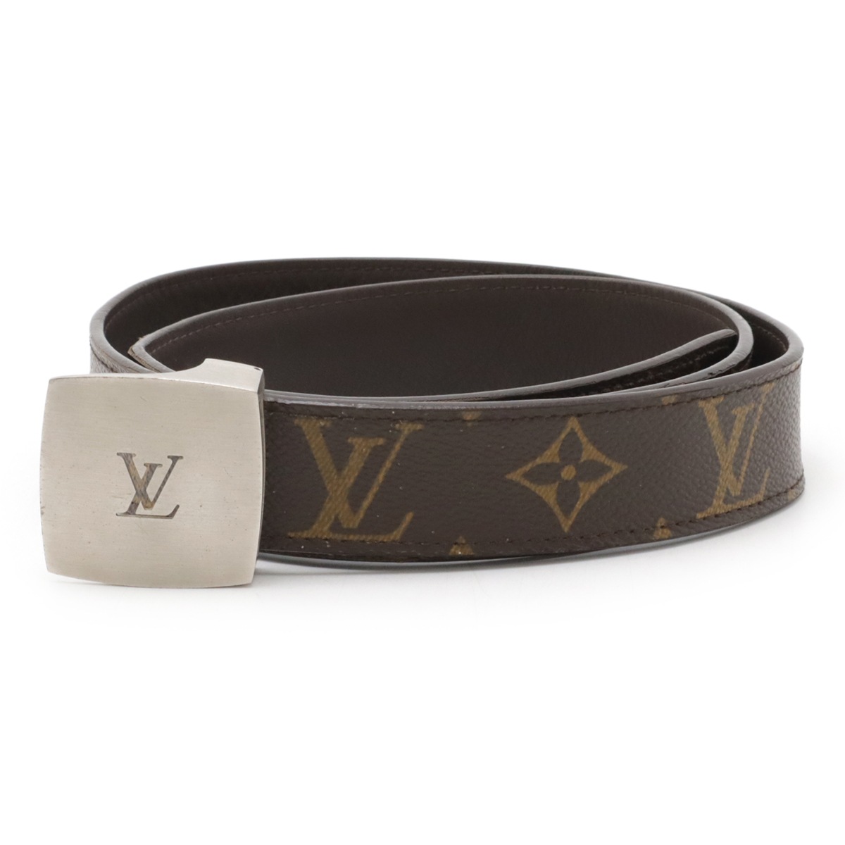モノグラム サンチュール LV カット ベルト メンズ 紳士用 シルバー金具 表記#85 実寸約82.5cm カット済 M6888