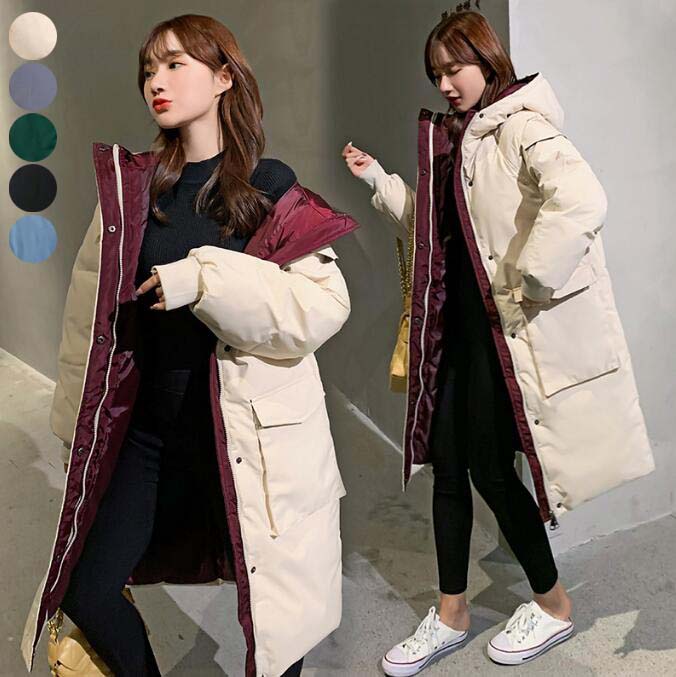 【送料無料】ダウンコート ロングコート 中綿コート レディース 母 ママ 通勤 通学 ダウンジャケット アウター フード付き 冬服 通勤 暖かい 可愛い ダウンコート 着痩せ カジュアルコート 厚手