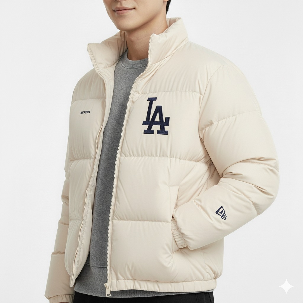 뉴에라 겨울 MLB 뉴욕 양키스 푸퍼 다운 재킷 패딩 아이보리