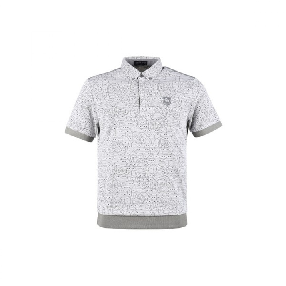 (ラックスゴルフ) ラックスゴルフグッドマンメンズ隠しハーフジップフラワージャカードショートスリーブ T シャツ YG4M404