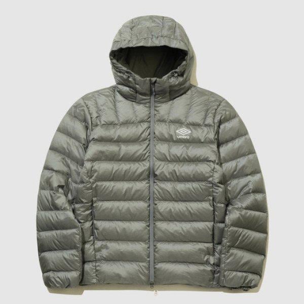 パディング VQA UQ321CDJ95-GKA フェザーフレックス 軽量 フード付き ダウンジャケット GREY KHAKI