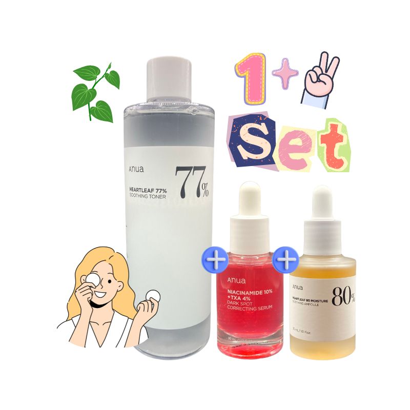[3種セット] ドクダミ77スージングトナー250mlx1個+美容液30mlx2個セット [ドクダミ80水分鎮静アンプル+ダークスポットセラム] 肌鎮静/水分/保湿/トラブル/トーンアップケア_正規品