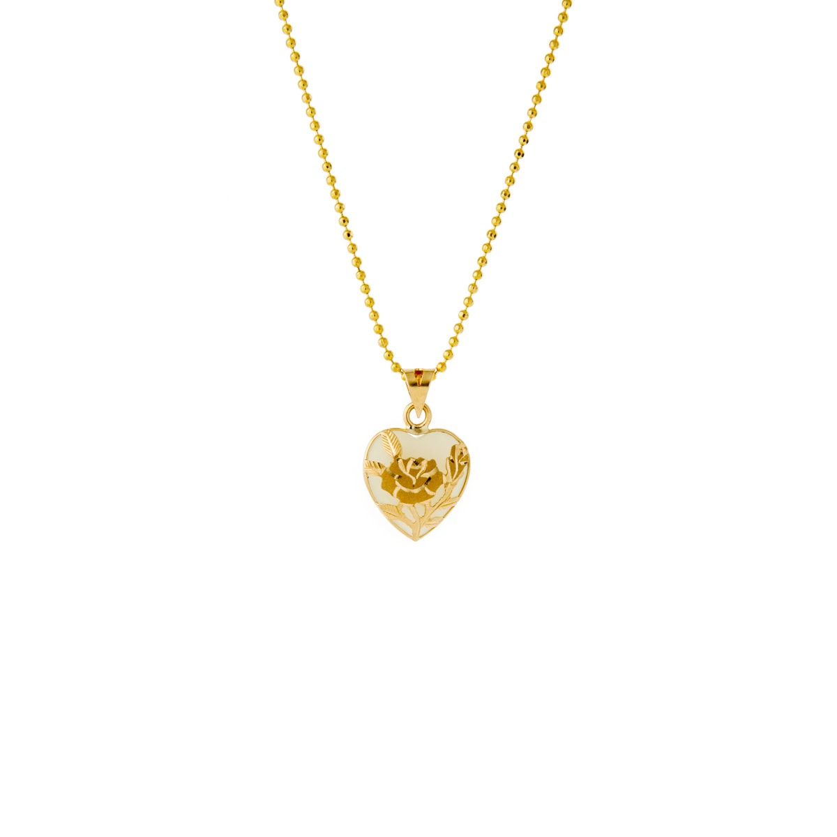 MB Jewelry Korean Traditional Sculpted Gold Rose Nephrite Jade Heart Pendant