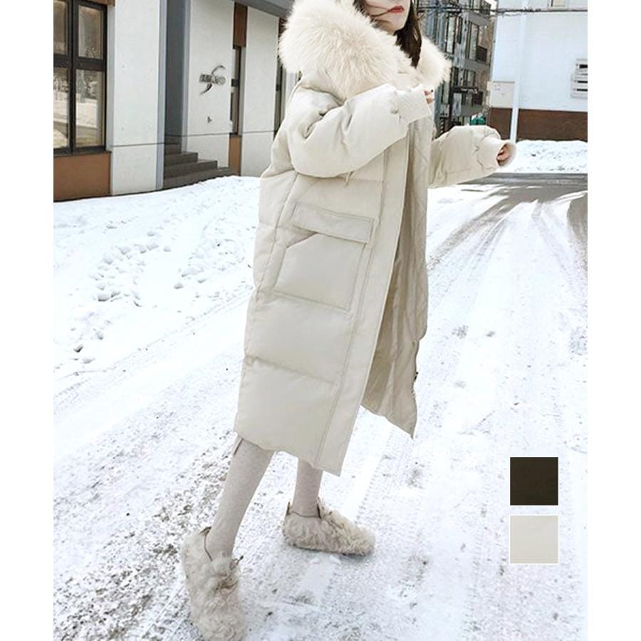 フェイクダウンコート中綿入りロングコート