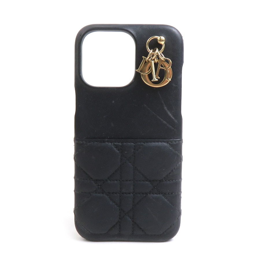 クリスチャンディオール Christian Dior スマートフォンケース レザー ブラック ゴールド レディース e61830g