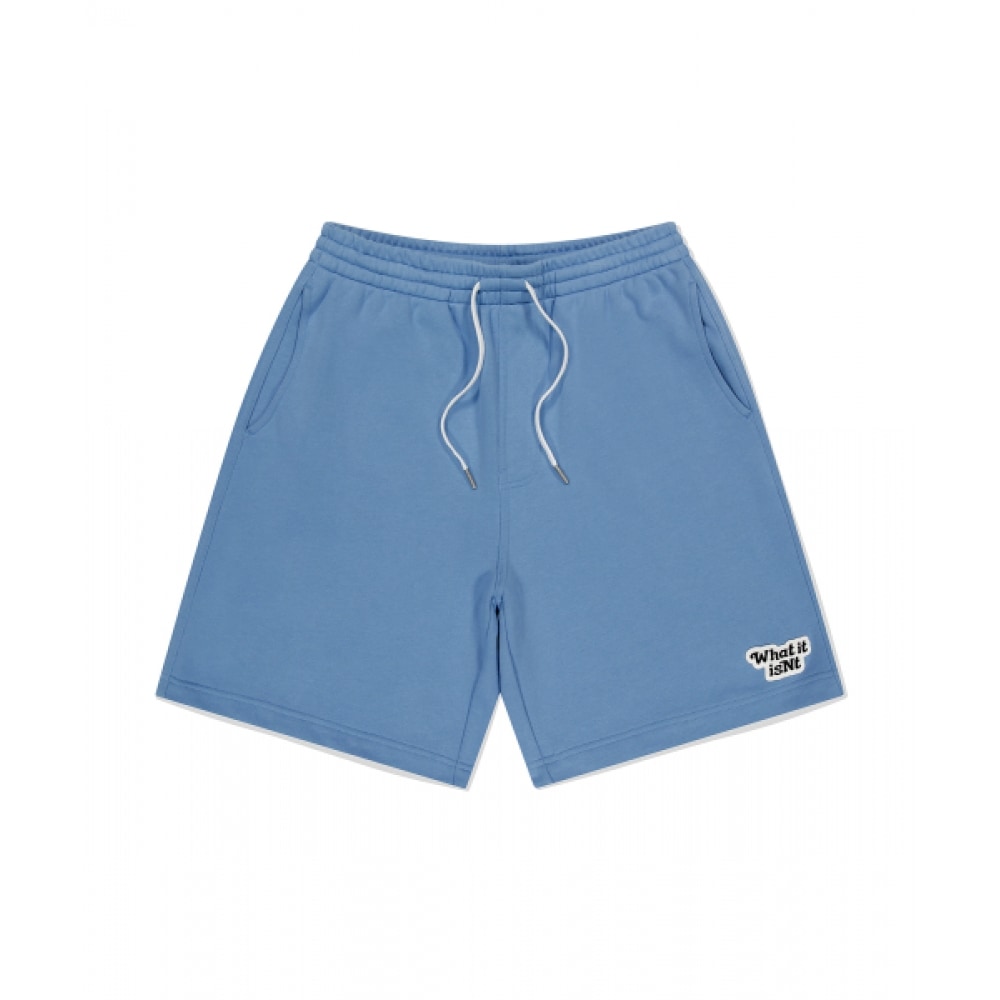 WHATITISNT ロゴワッフィンスウェットショーツスカイブルー
