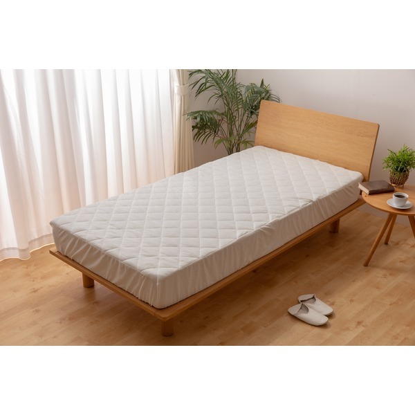 mofua 夏でも冬でもふわさら敷きパッド一体型BOXシーツ（抗菌防臭） D（ダブル） オフホワイト