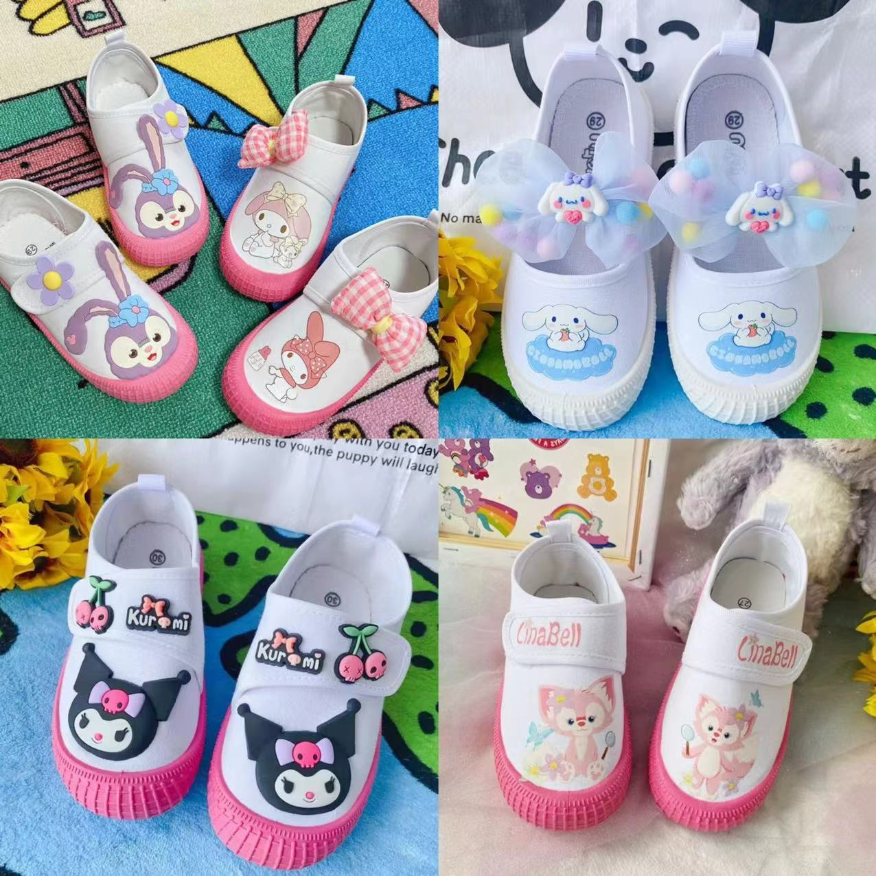 【2個買うと1個無料】新作 韓国子供靴 かわいい サンリオ マイメロキッズ カジュアル シナモロール クロミ上履き 上靴 スティッチリーナベル/ステラルー 女の子 シューズ 運動靴すぐ乾く 速乾 幼稚