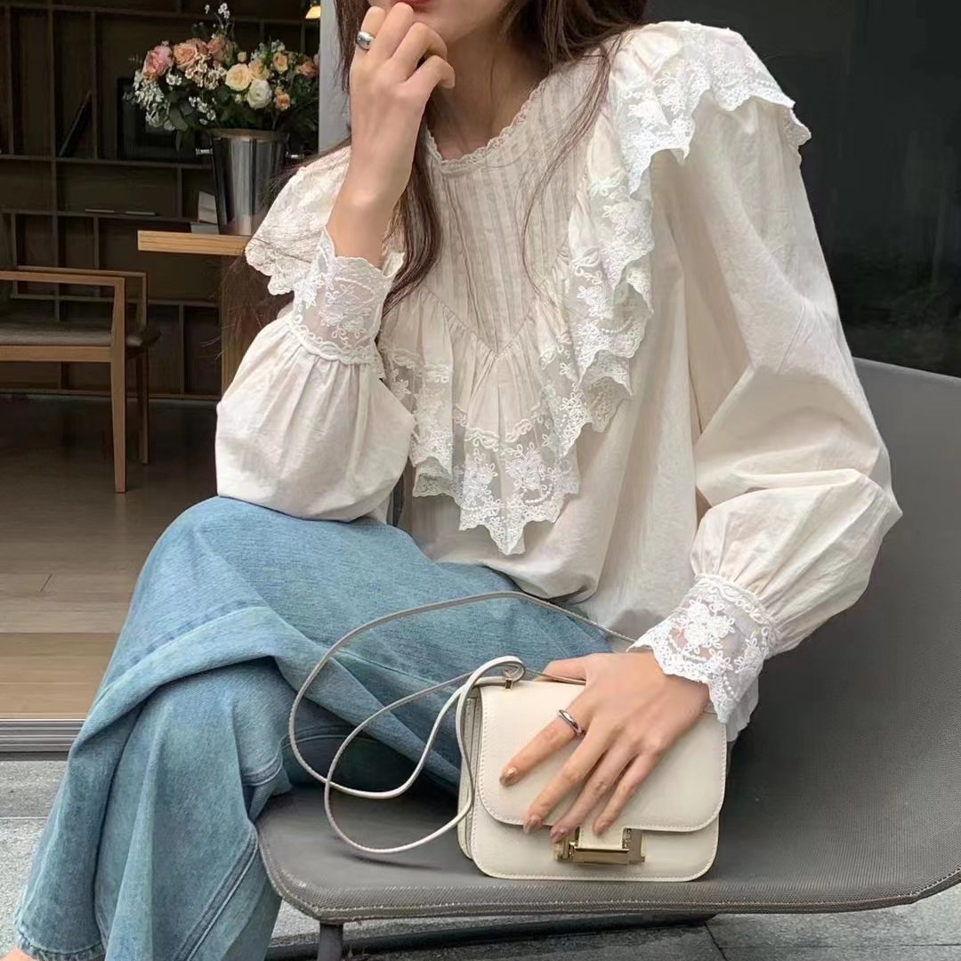 OH0102 Vラインフリル ピアニッシモ ブラウス