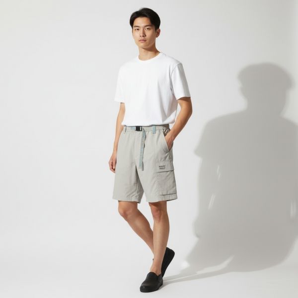 ナイロンリップストップ カーゴショートパンツ グレー