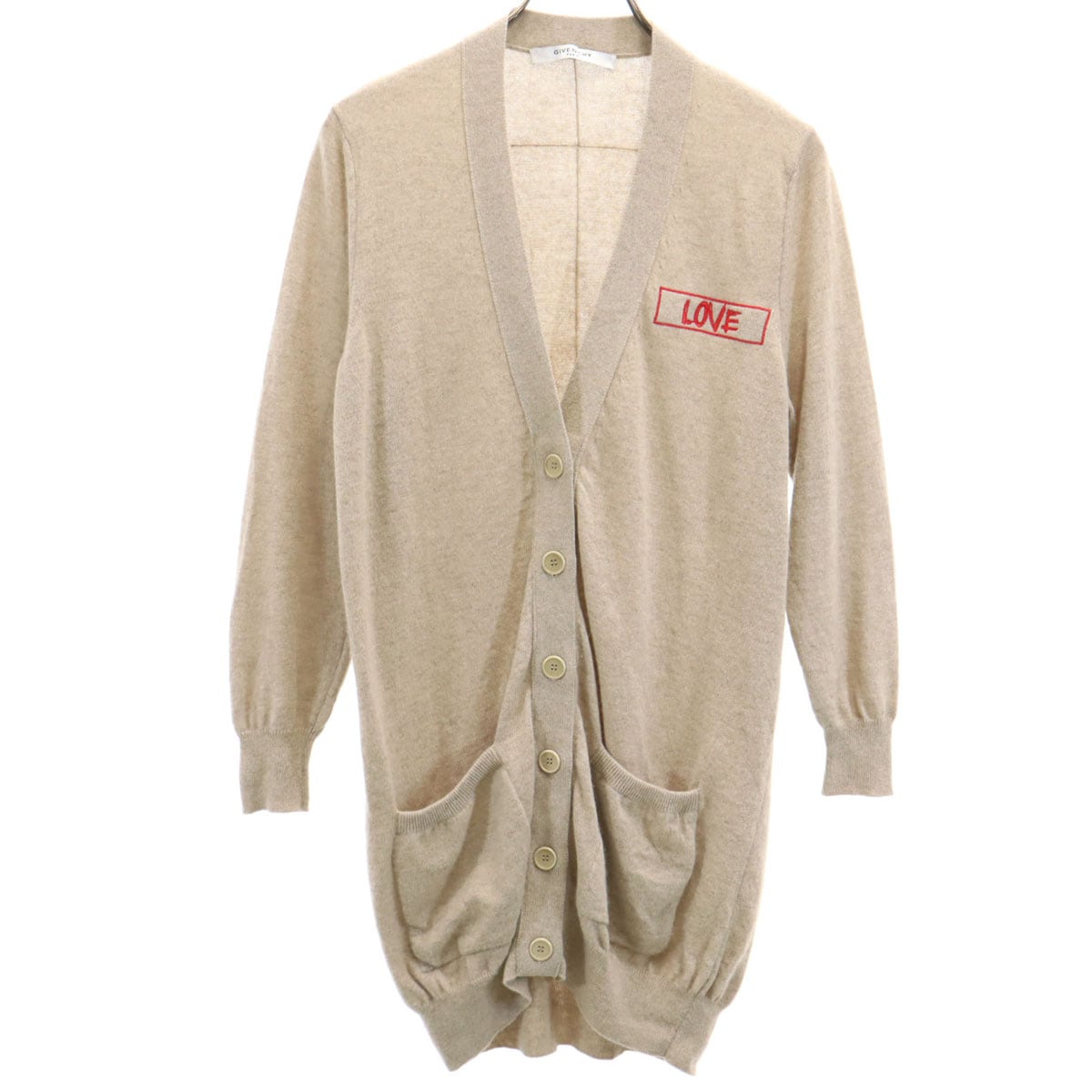イタリア製 カシミヤブレンド 長袖 カーディガン XS ベージュ レディース 古着