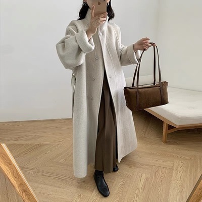 アウター コート ロングコート カシミアコート 長袖 ハイネック前開き ボタン ウエストベルト かわいい 大人可愛い きれいめ シンプル 上品 おしゃれ かっこいい カジュアル こなれ感 個性的