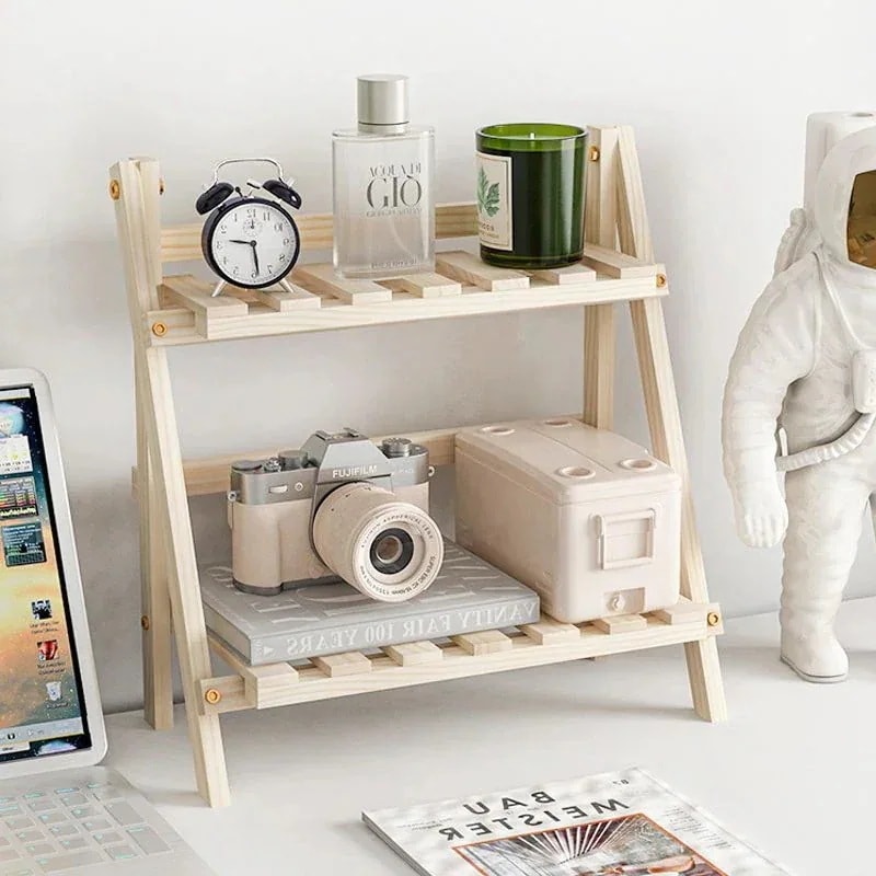 シンプル is 木質 二重 デスクトップ 収納ラック 寝室 宿舎 ファッション おもちゃ スキンケア用品 収納 ボックス